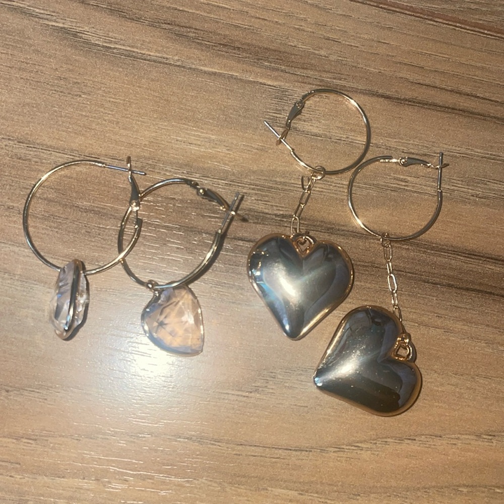 Bundle of NWOT Heart Drop Earrings (2 for $8)
